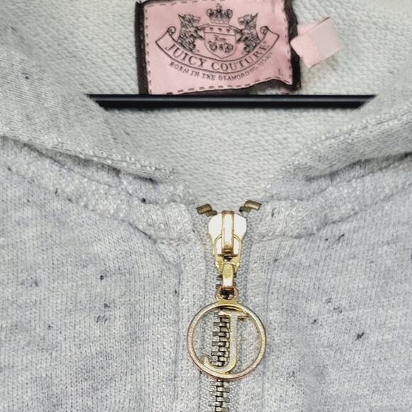 Juicy Couture Crop Hoodie Sweater Jacket Size Large Gray - Picture 3 of 7